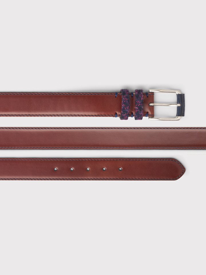Midnight Harris Tweed® Brown Leather Belt
