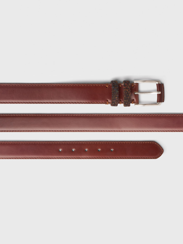 Mens Autumn Harris Tweed® Brown Leather Belt