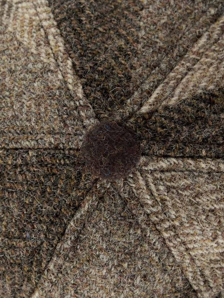 Mens Brown Check Harris Tweed® Baseball Cap Fabric