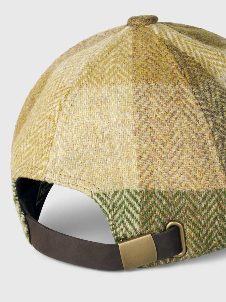 Mens Green Check Harris Tweed® Baseball Cap Back Detail