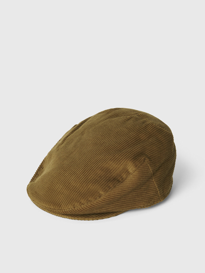 Mens Fawn Cord Flat Cap