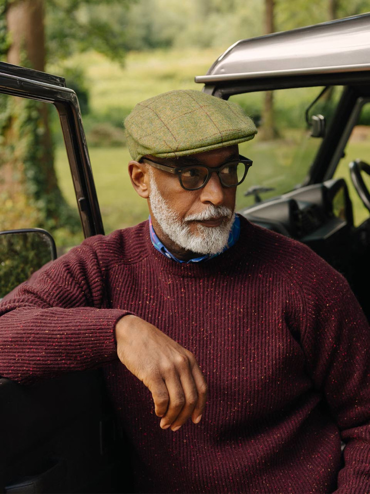 Mens Wine Flecked Crew Neck Jumper on Model