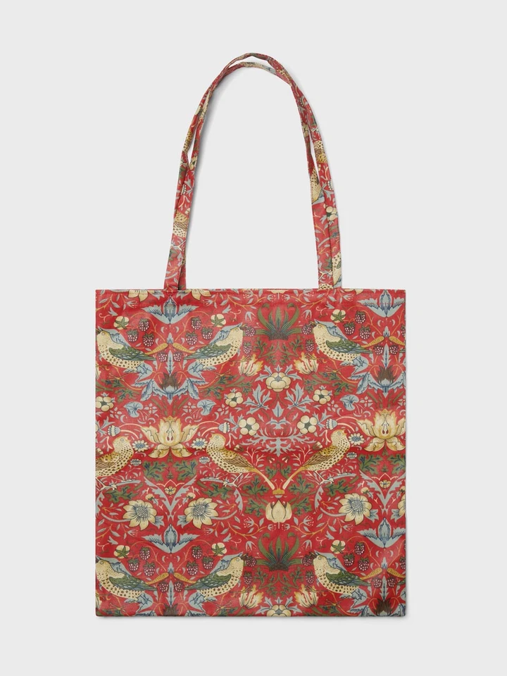 Mens Red William Morris Strawberry Thief Tote Bag Back