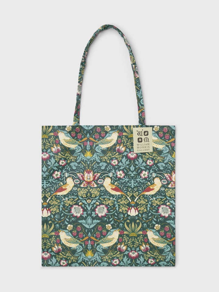 Mens Green William Morris Strawberry Thief Tote Bag