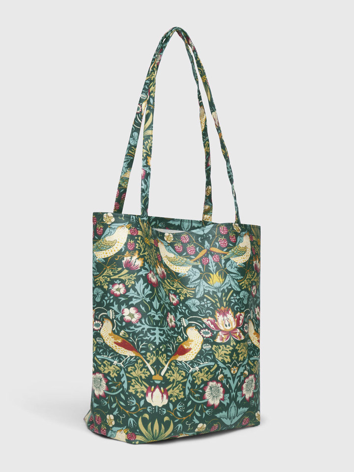 Mens Green William Morris Strawberry Thief Tote Bag