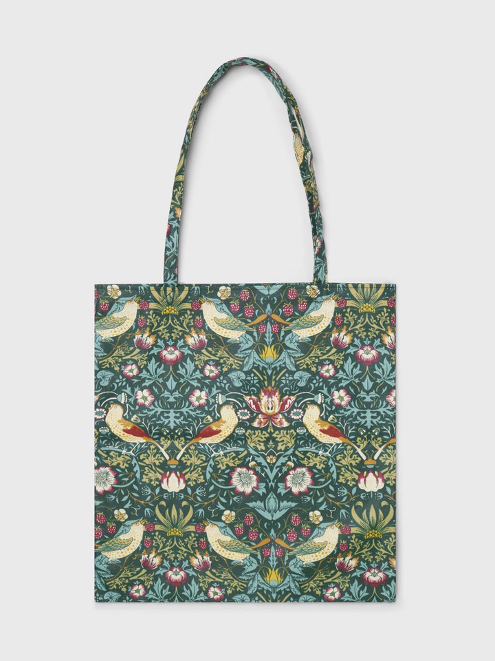 Mens Green William Morris Strawberry Thief Tote Bag Back
