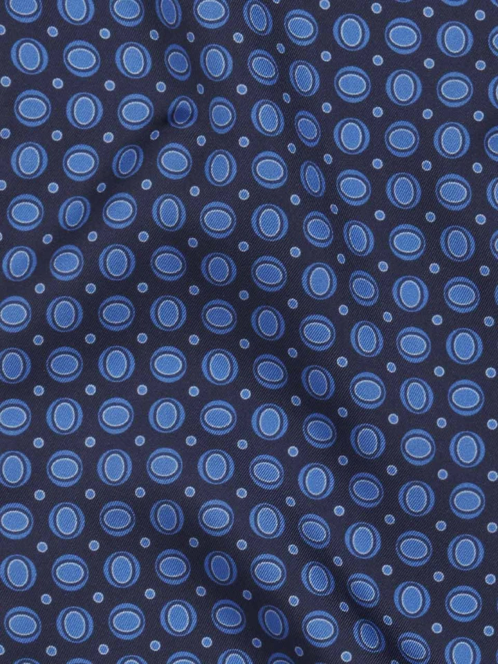 Navy & Blue Oval Pattern Silk Cravat