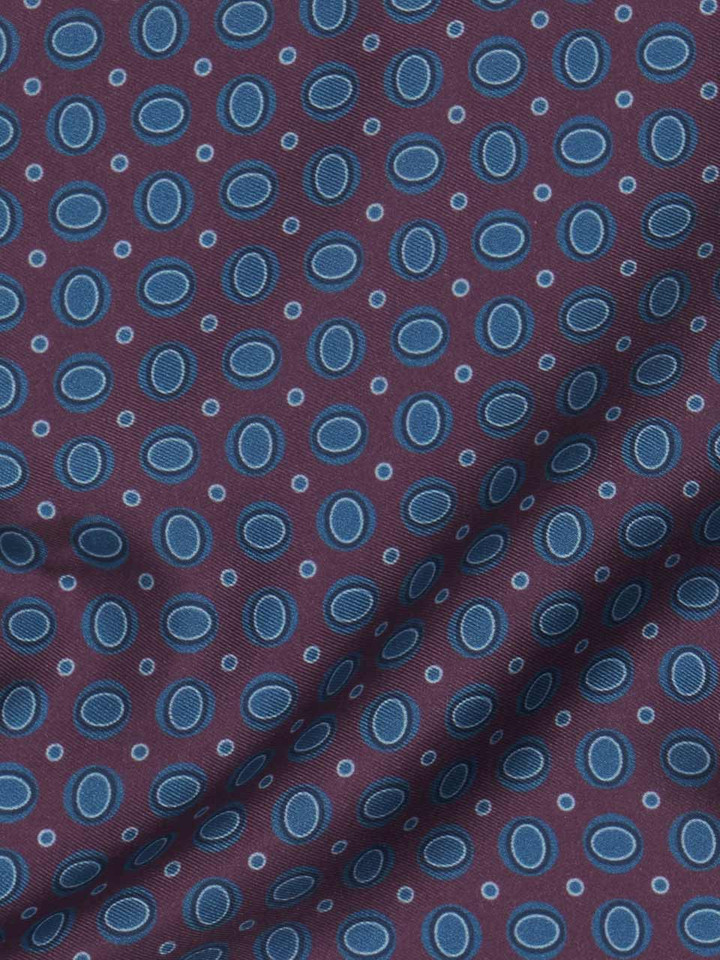 Purple & Blue Oval Pattern Silk Pocket Square