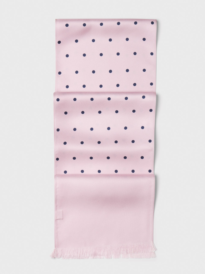 Mens Pink & Navy Polka Dot Silk Scarf Folded