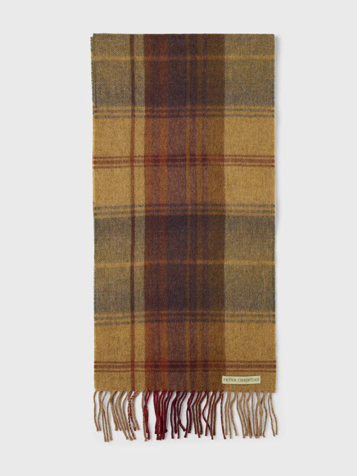 Mens Barley Checked 100% Lambswool Scarf
