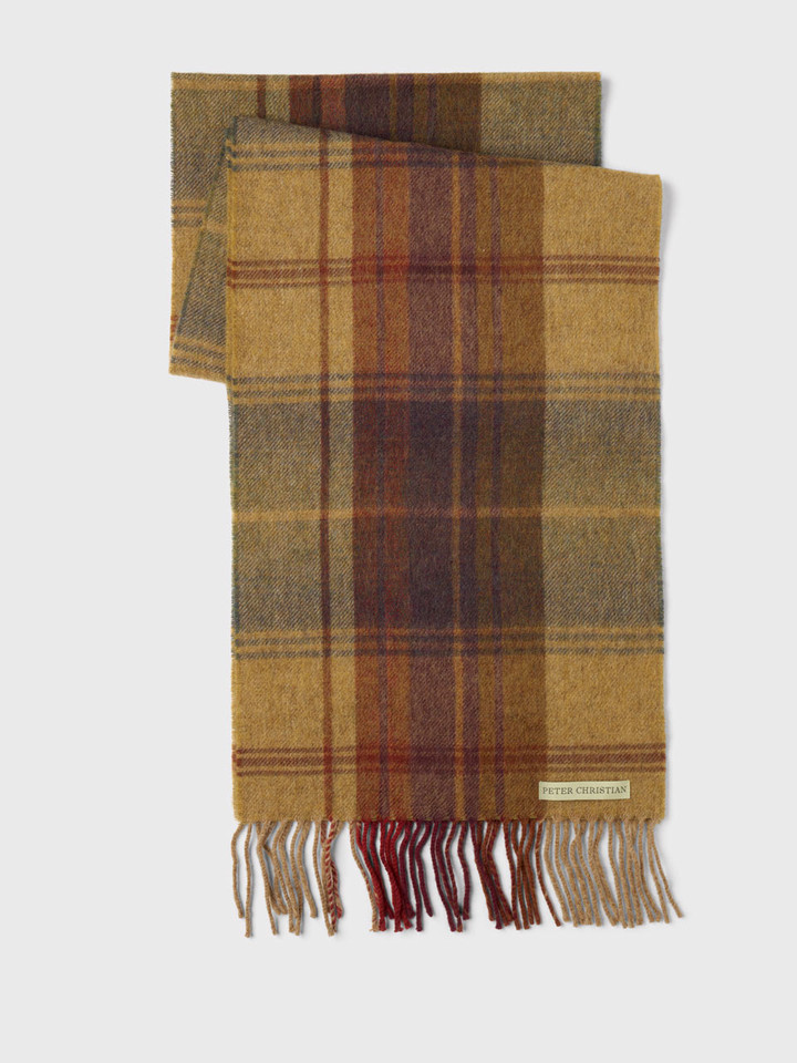 Mens Barley Checked 100% Lambswool Scarf Folded