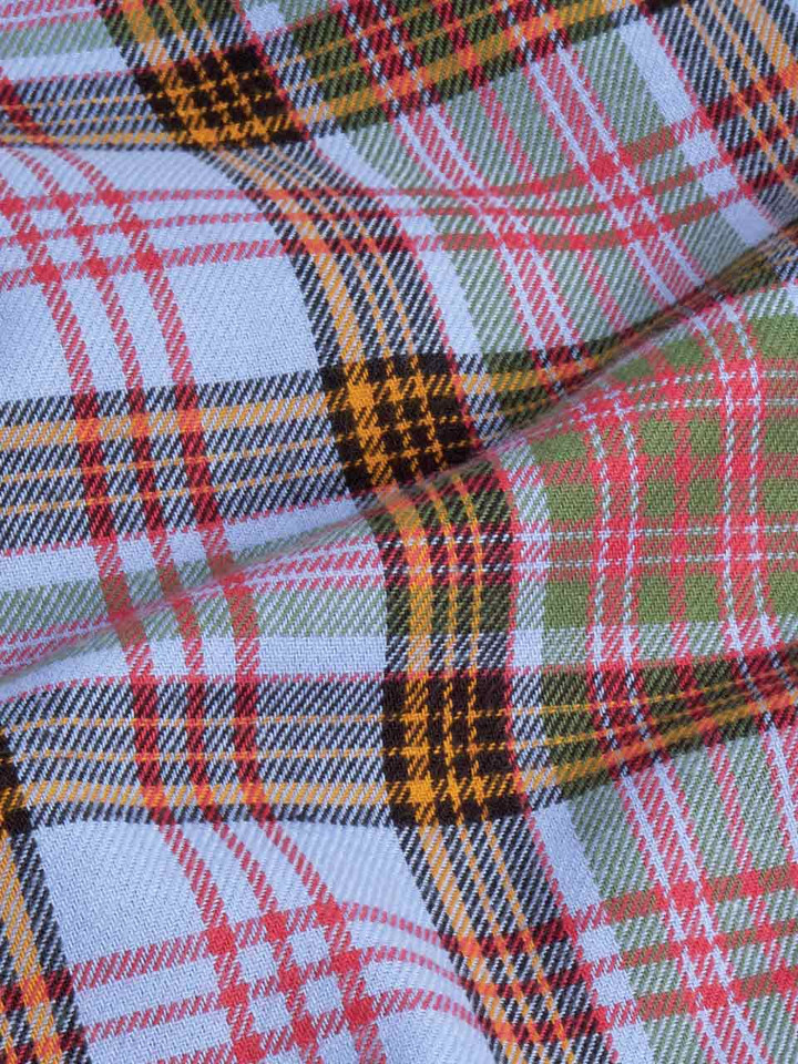 Men's Blue Brushed Cotton Tartan Shirt Close Up