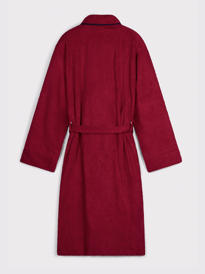 Mens Wine Towelling Dressing Gown Back