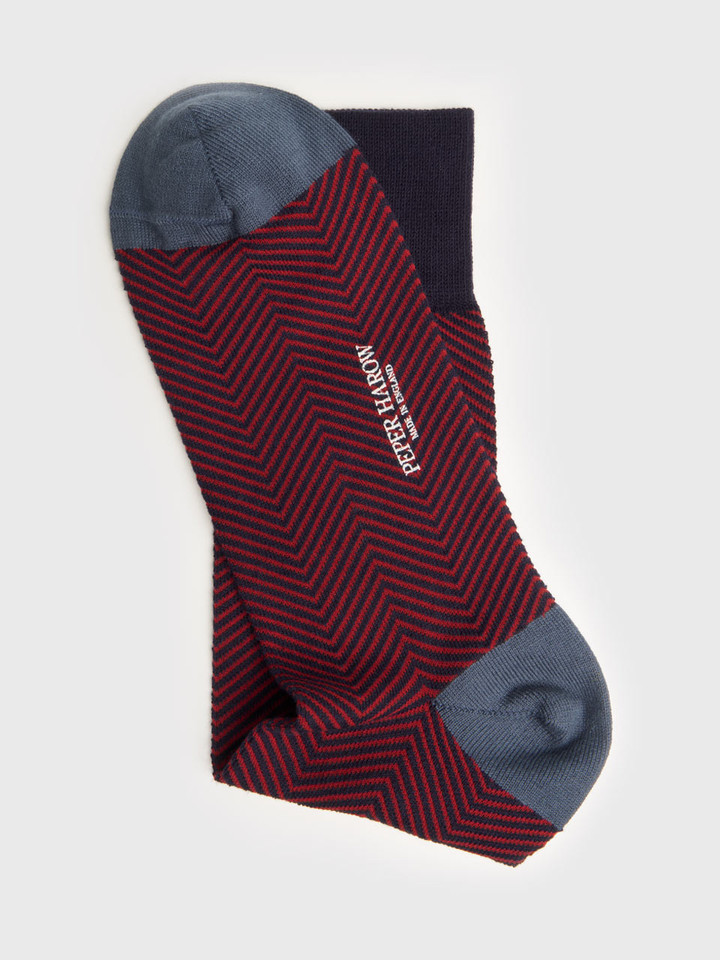 Mens Navy Lux Taylor Patterned Socks Heel & Toe