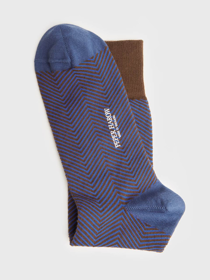 Mens Bronze Lux Taylor Patterned Socks Heel & Toe