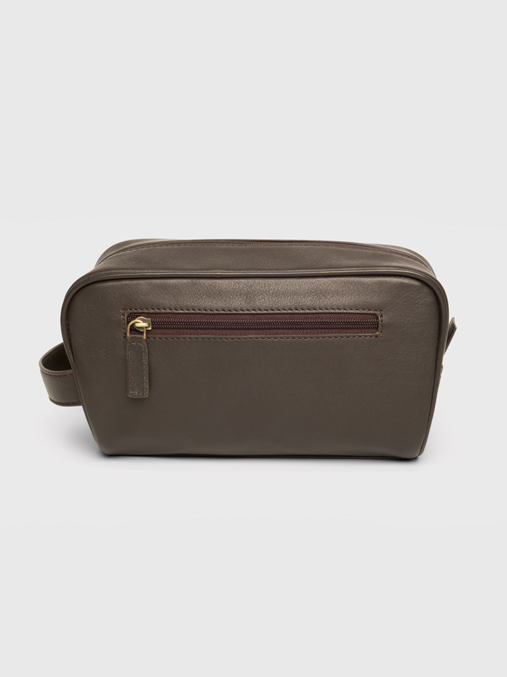 Mens Golf Design Hand Painted Leather Toiletry Bag Back