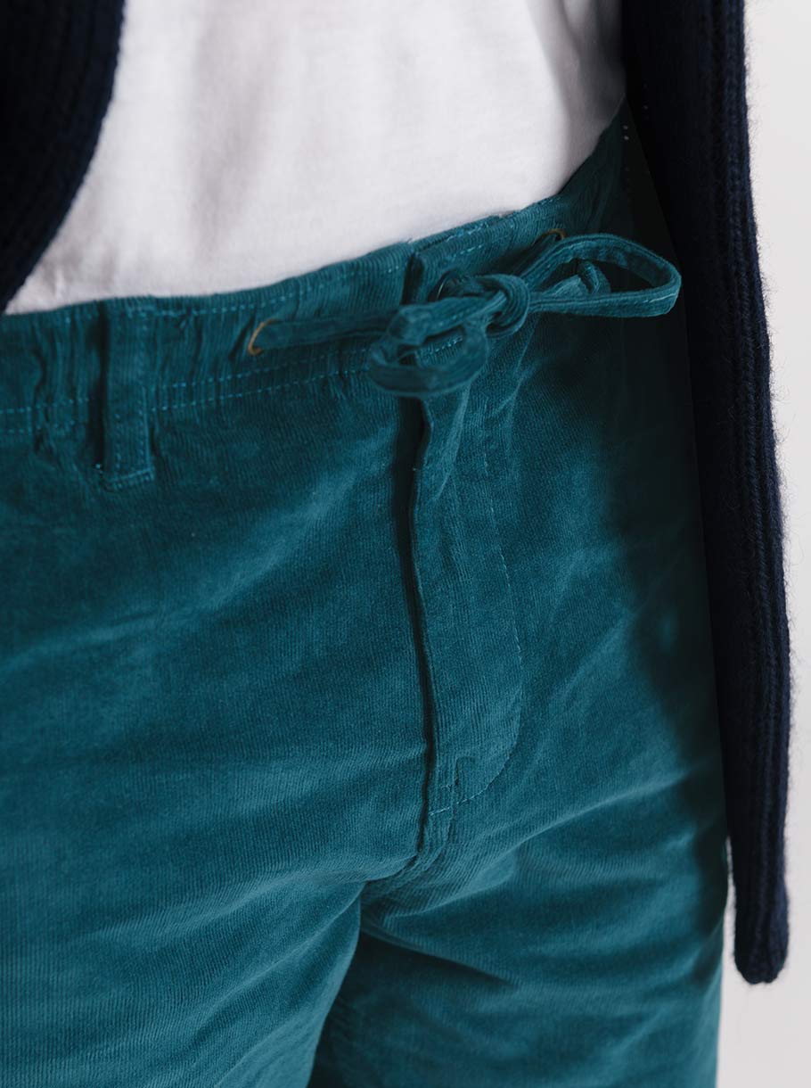 Men's Blue Corduroy Drawstring Trousers - Drawstring