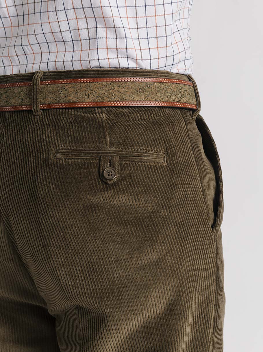 Men's Moss Green County Corduroy Trousers - Pocket Detail