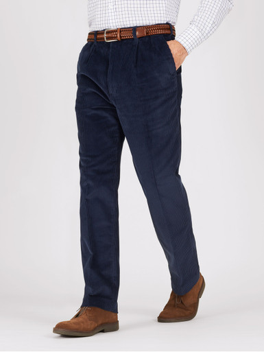 Pacelli Navy Pleated Baggy Fit Dress Pants Unhemmed Unfinish