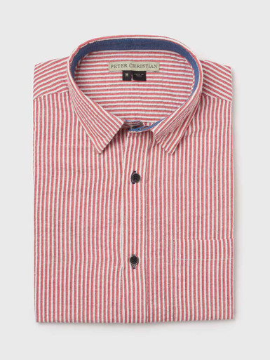 Red Striped Seersucker Shirt