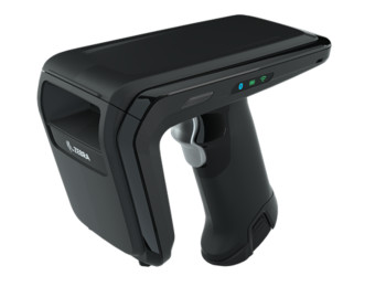 Zebra RFD40 Premium Plus RFID Sled angled view – durable RFID sled designed for retail, healthcare, and warehouse operations