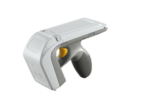 Zebra RFD8500 UHF RFID Sled angled view – durable RFID sled designed for retail, healthcare, and warehouse operations