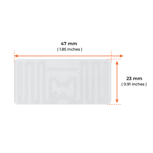 TronRFID Poly Label (47 x 23 mm) with Special Adhesive dimension