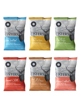 Lister’s Crisps Mixed Box – 6 classic flavours of hand-cooked British crisps. Premium 24 × 40 g selection case for pubs, cafés, and retail.