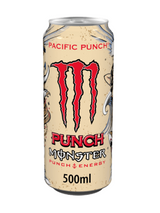 Monster Energy Pacific Punch 12 x 500 ml — fruity punch-inspired energy drink with real juice. High caffeine, taurine, ginseng & B-vitamins. Bulk case available.