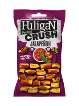 Spicy jalapeño sauce seasoning on crushed pretzel pieces — crunchy, bold, full heat flavour.