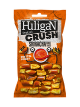 Crushed pretzel pieces with bold Sriracha chilli sauce flavour — spicy, garlicky, vegan‑friendly.