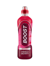 Boost Sport Mixed Berry 12 x 500 ml — isotonic hydration drink with bold berry flavour. Rehydrates and restores electrolytes.