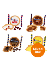 Mobberley Cakes Assorted Tarts 24 × 150 g – a mix of Cherry Bakewell, Treacle, Iced Toffee & Iced Lemon tarts. Hand-finished, vegetarian-friendly bakery favourites.