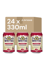R White’s Raspberry Lemonade 24 x 330 ml — crisp sparkling lemonade with a raspberry twist. Vegan friendly, gluten free, and Halal certified.