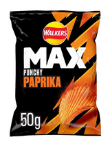 Smoky, punchy paprika ridged crisps — bold flavour, rich seasoning.