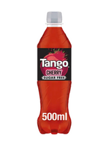 Tango Cherry Sugar Free Bottles 24 × 500 ml — bold cherry flavour with zero sugar. Refreshing, low-calorie sparkling drink that’s big on taste.