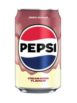 Pepsi Cream Soda Cans 24 × 330 ml — smooth, creamy vanilla cola with rich caramel notes. Sweet, fizzy and refreshingly indulgent