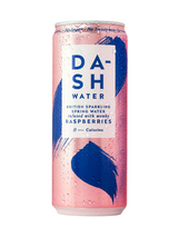 Dash Raspberry Sparkling Water – British spring water infused with wonky raspberries. Zero calories, no sugar, vegan & recyclable 330 ml cans.