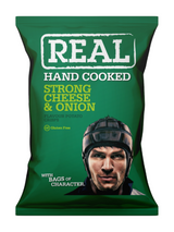 Strong cheddar cheese & onion flavour on hand‑cooked potatoes — rich, savoury, bold crunch.