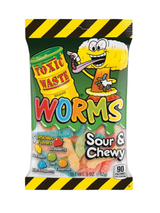 Toxic Waste Sour Gummy Worms 12 x 142 g — fruity chewy worms with an extreme sour coating. Bulk case, perfect for resale, novelty ranges, and stocking up.