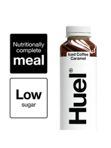 Huel Ready-to-Drink Iced Coffee Caramel (8 x 500 ml) — balanced nutrition with 20 g protein, fibre & 26 vitamins & minerals. Real coffee flavour with caramel sweetness.