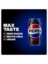 Pepsi Max Zero Sugar Cans 24 × 330 ml — full-flavour cola with no sugar. Smooth, refreshing, and low calorie.