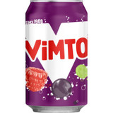 Vimto 24 x 330 ml — the original sparkling fruity soft drink made with grapes, raspberries & blackcurrants. A true British classic.