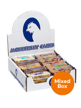 Mobberley Cakes Monster Flapjacks Assorted Box – 30 × 120 g individually wrapped oat bars in five flavours: Chocolate Top, Chocolate Chip, Oaty, Bakewell & Chocolate Caramel.