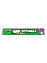 Chewy mixed fruit pastilles sweets — classic flavours with a sugar coating, vegan‑friendly and no artificial colours or preservatives.