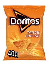 Sharp, cheesy Tangy Cheese flavour on crispy tortilla chips — bold taste, vegetarian snack.