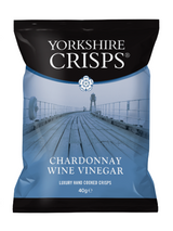 Yorkshire Crisps Chardonnay Wine & Vinegar 24 × 40 g — hand-cooked Yorkshire crisps with a refined tang of Chardonnay wine vinegar. Premium British snack.