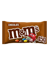 M&M’s Chocolate Bags 24 x 45 g — classic sugar-coated milk chocolate sweets. Bulk case, perfect for resale or everyday snacking.