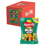 Maynards Bassetts Mini Gems – chewy, colourful fruit sweets made with natural flavours. Vegetarian-friendly 130 g price-marked sharing bags.
