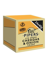 Mature cheddar & onion flavour with rich, savoury cheese on crisp potatoes — gluten‑free, premium taste.